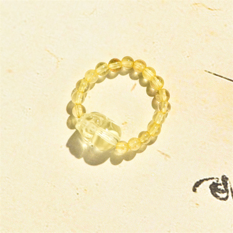 Titanium Crystal Ring Pixiu Ring Yellow Hair Crystal Ring