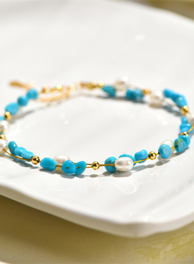 彩石皇后绿松石手链diy项链首饰套装贝珠饰品小众轻奢显气质