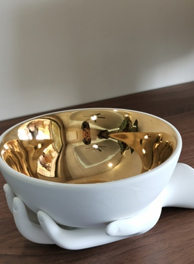 深海吧 eve镀金手装饰碗Jonathan Adler轻奢现代客厅陶瓷摆件送礼