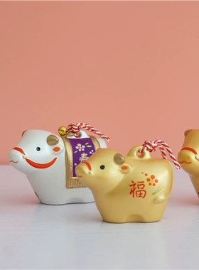 金牛陶瓷摆件土铃药师y日本原单陶瓷摆件生肖收藏外贸出口送礼