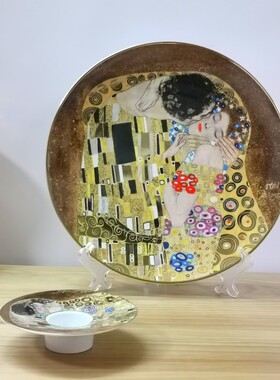 高端！德国高b*描金烛台梵高杏花克姆林特吻名画摆件乔迁生日礼物