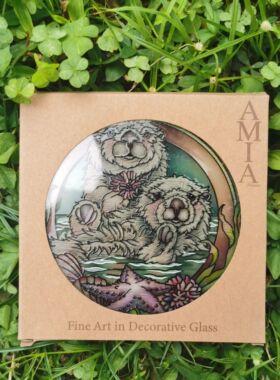 清仓！呆萌可爱水獭AMIA彩绘玻璃挂牌壁饰家居摆件复古ventage