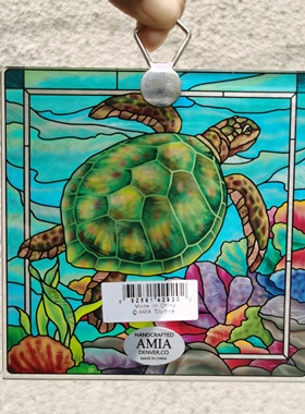 清仓！海龟缤纷外贸尾货AMIA彩绘玻璃挂牌壁饰家居摆件生日礼物