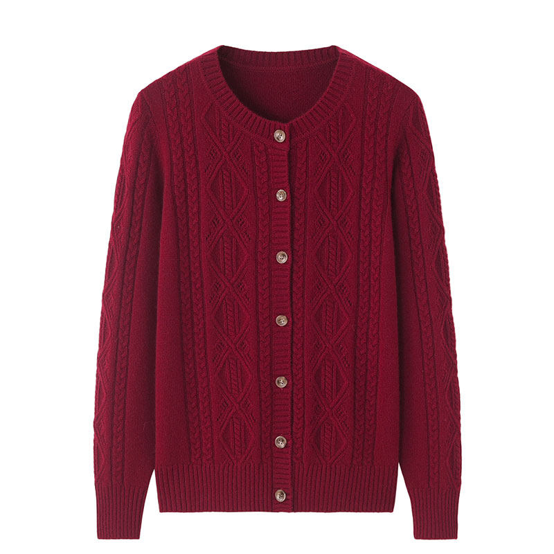 中老年女装妈妈羊绒开衫宽松毛衣 玉维丝中老年女装