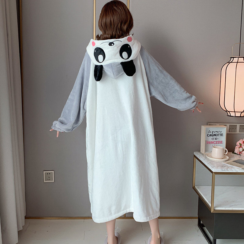 珊瑚绒情侣秋冬季可爱长款男士睡袍 俏华琪内衣睡袍/浴袍