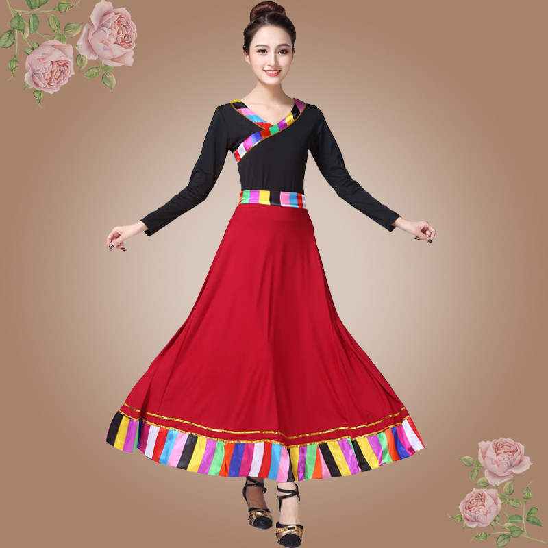 藏族舞蹈演出服装新款西藏女表演服 佐丽莎民族服装/舞台装