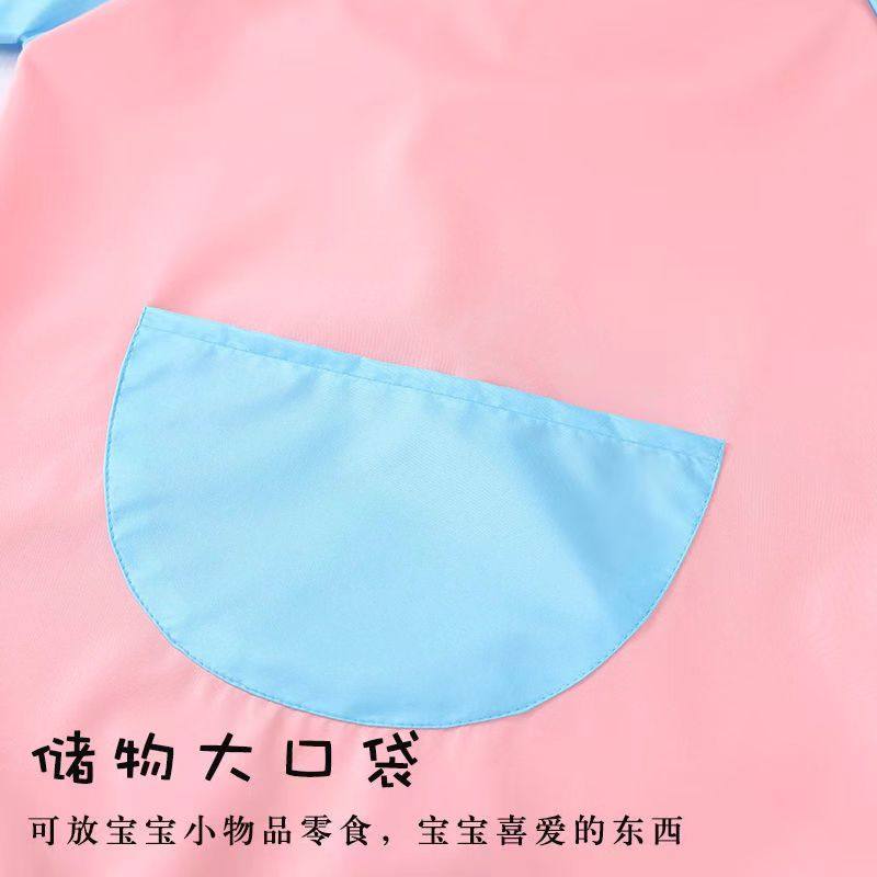 儿童画画罩衣长袖宝宝反穿衣防脏防水防油定制LOGO画室幼儿园围裙 - 图3