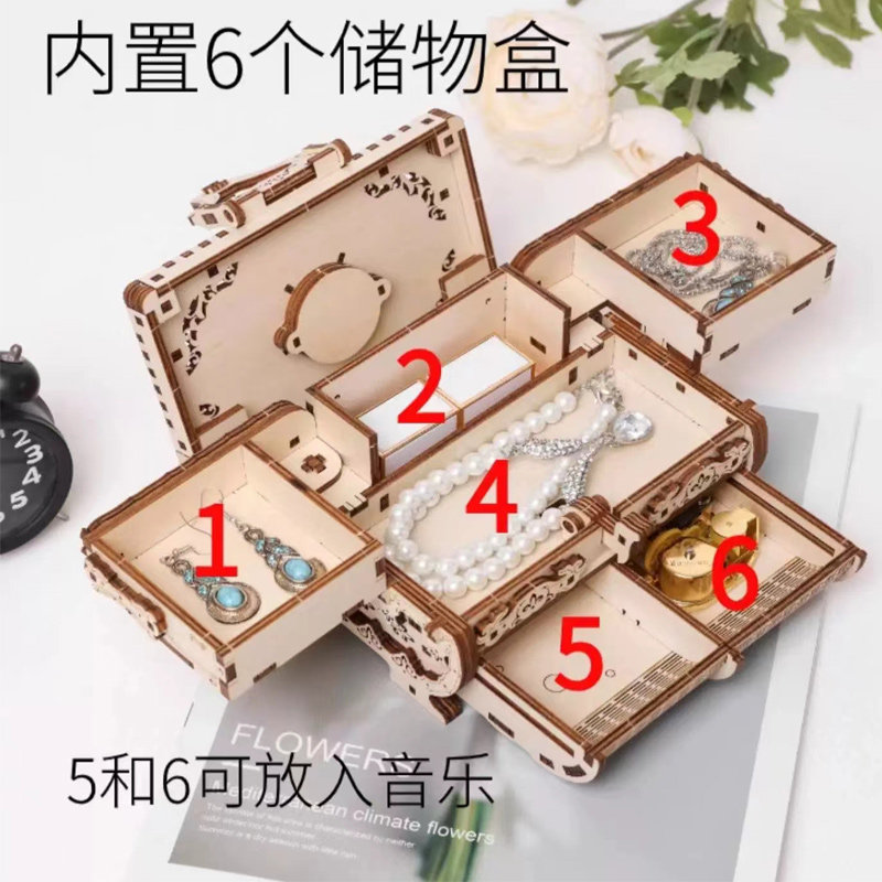 diy手工拼装木制音乐盒八音盒首饰收纳机关盒千与千寻玩具女生,淘宝优惠券,粉丝福利购,淘宝优惠卷