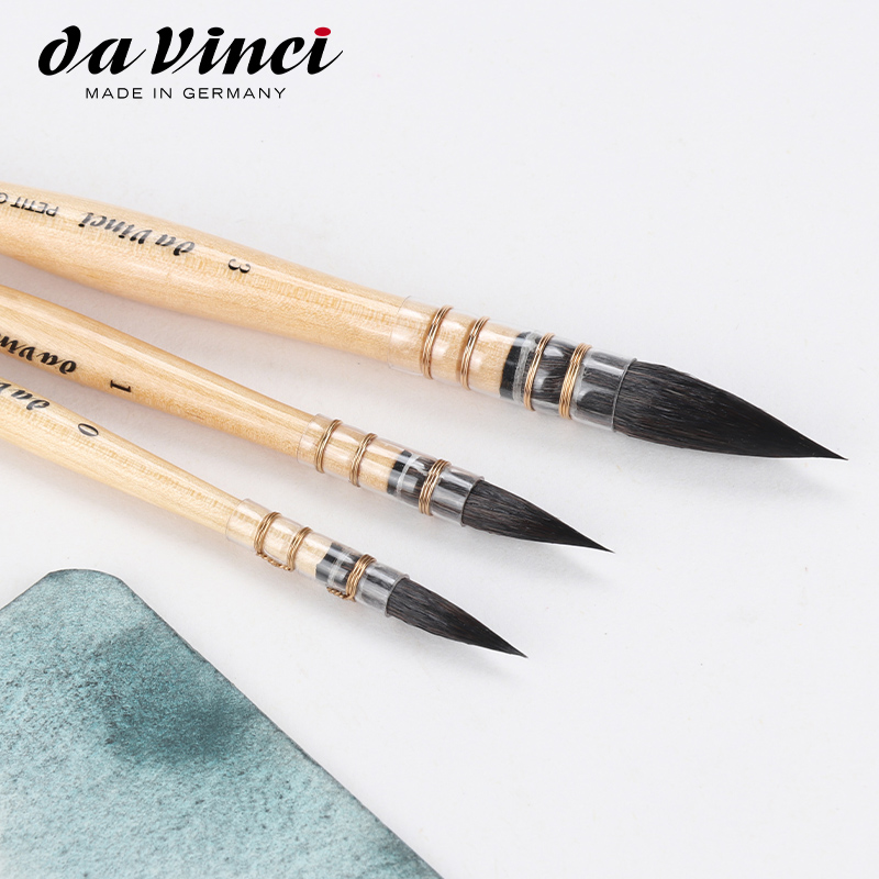 德国Da Vinci达芬奇PETIT系列418 俄罗斯纯松鼠毛古典拖把水彩画笔  专业水彩画笔