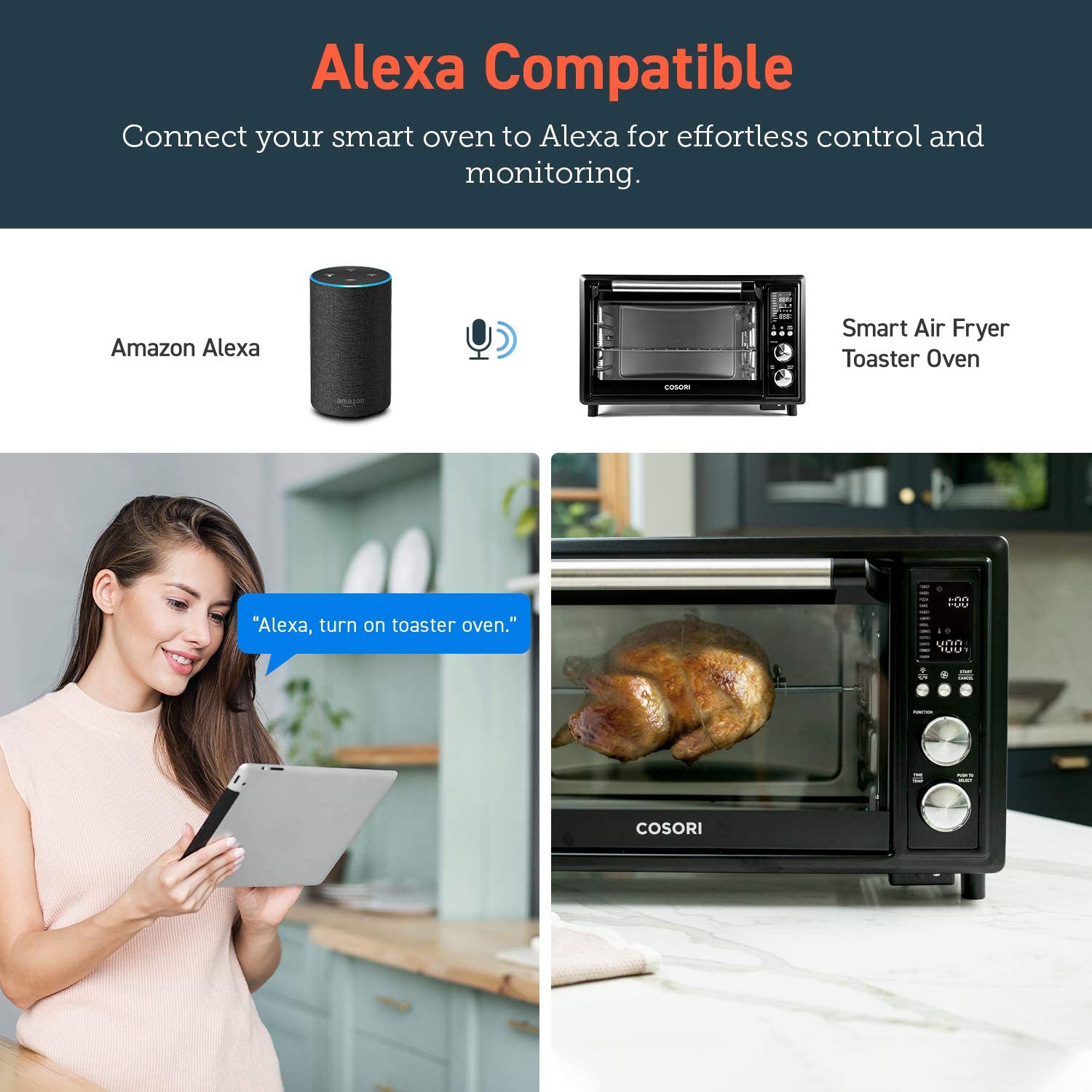 美国代购COSORI 12-in-1 Smart Air Fryer Toaster Oven烤箱110v-图0