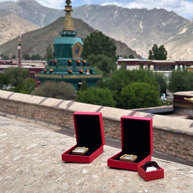 桑耶寺S925纯银莲师印章纯银S999吊坠合金外框项链