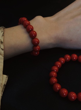 叶优里天然红砂高含量96%正红朱砂本命年朱砂手串男女转运链