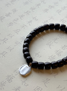 叶优里天然朱砂供星月菩提纯银S925雕刻平安手串过香药片手串男女