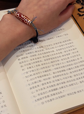 叶优里九眼天珠手链足银999男女天珠手串可调藏式民族风手串手链