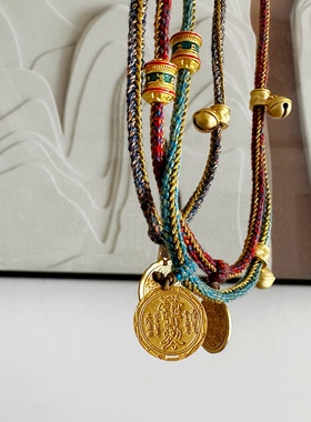 九宫八卦藏传项链男女纯银S925镀金小牌