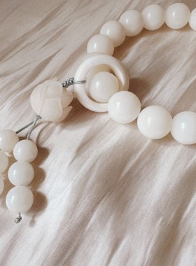 叶优里白菩提莲花念珠手捻佛珠15mm大珠白玉菩提圆珠手持跑环