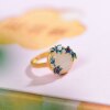 S925 silver plated 18K gold inlaid Hetian white jade egg-faced Hanfu accessories retro suit pendant ring earrings set