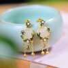 S925 silver plated 18K gold inlaid Hetian white jade egg-faced Hanfu accessories retro suit pendant ring earrings set
