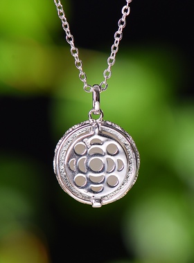 S925银镀18K金镶和田玉白玉香囊女宫廷复古吊坠汉服配饰玉坠项链