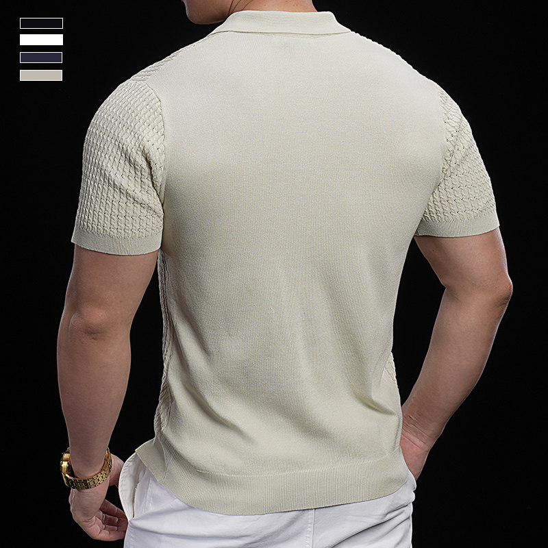 霸道肌肉 轻熟镂空针织POLO衫男短袖翻领修身冰丝T恤夏季运动上衣,淘宝优惠券,粉丝福利购,淘宝优惠卷