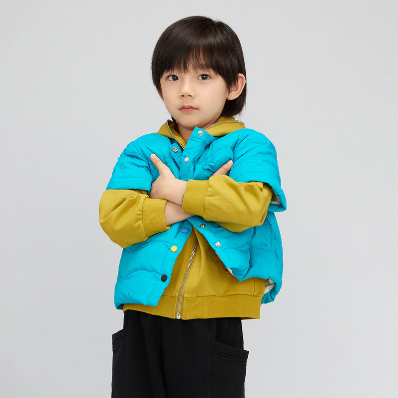播broadcute童装羽绒服秋季新款羽绒短袖外套背心男女童KEQ3R438
