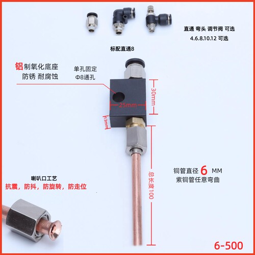 铜管吹气阀 铜管喇叭口 封边机定向吹丝装置吹灰吹气阀刮边吹气 - 图3