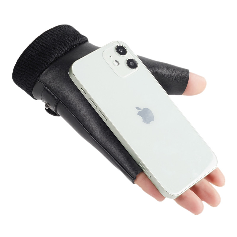 皮手套男秋冬季潮户外加绒保暖触屏骑行开车防水防滑露指半指手套,淘宝优惠券,粉丝福利购,淘宝优惠卷