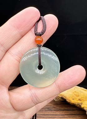 大号岫玉冰料平安扣项链吊坠挂佩挂件玉石和氏璧吉祥佩锁骨链