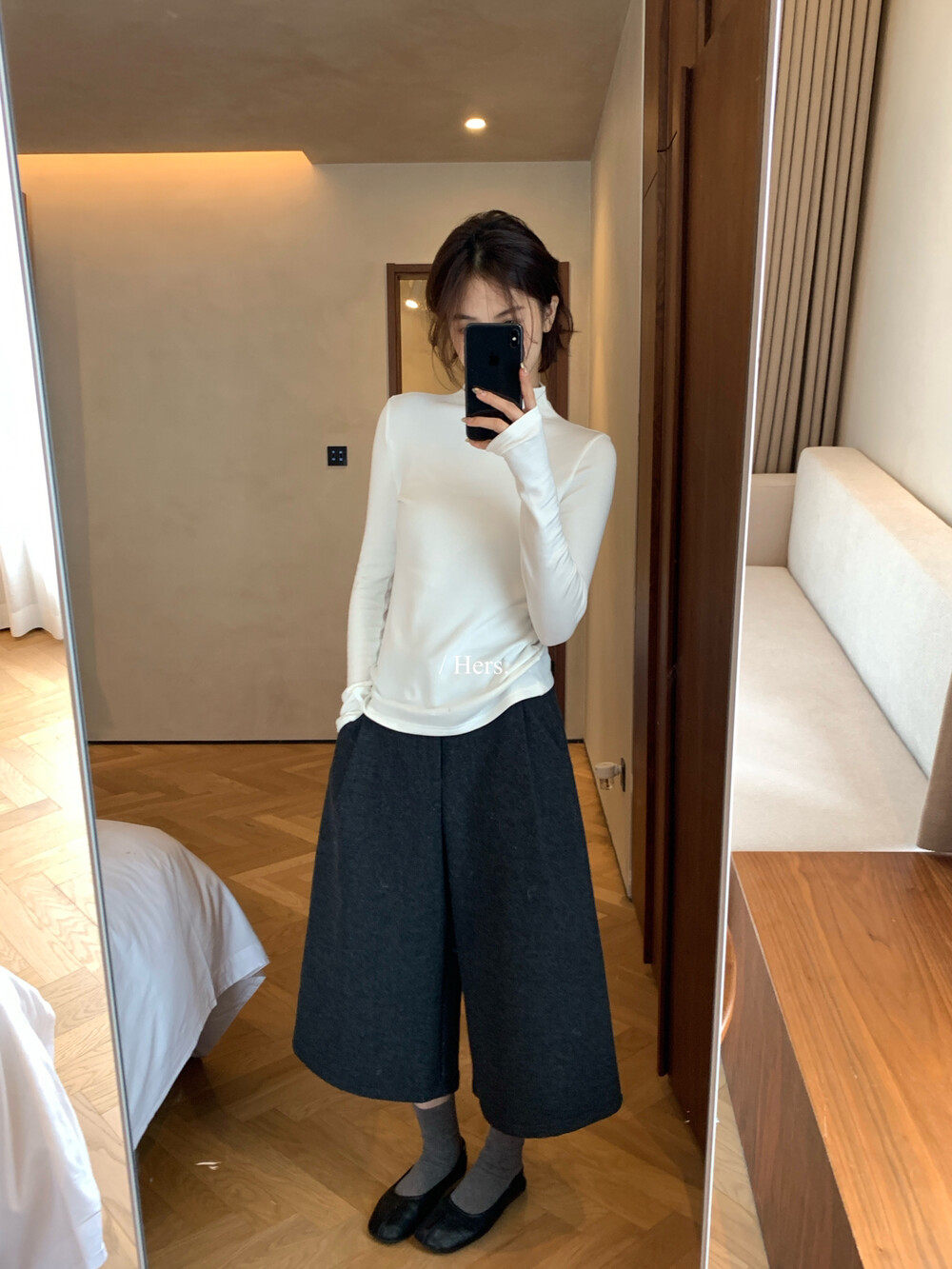 Hers韩标！冬新款简约博主调性日常百搭毛呢加绒加厚七分裤92731,淘宝优惠券,粉丝福利购,淘宝优惠卷