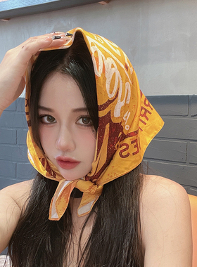 美式复古头巾男棉方巾丝巾女