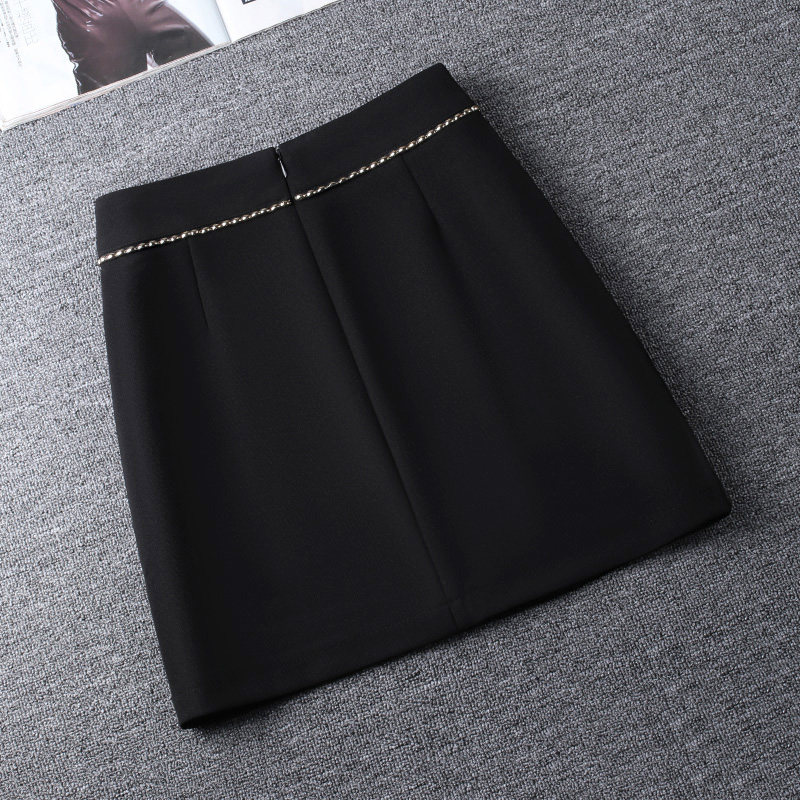 钉珠2021春秋新款高腰黑色半身裙 佐帕莎半身裙