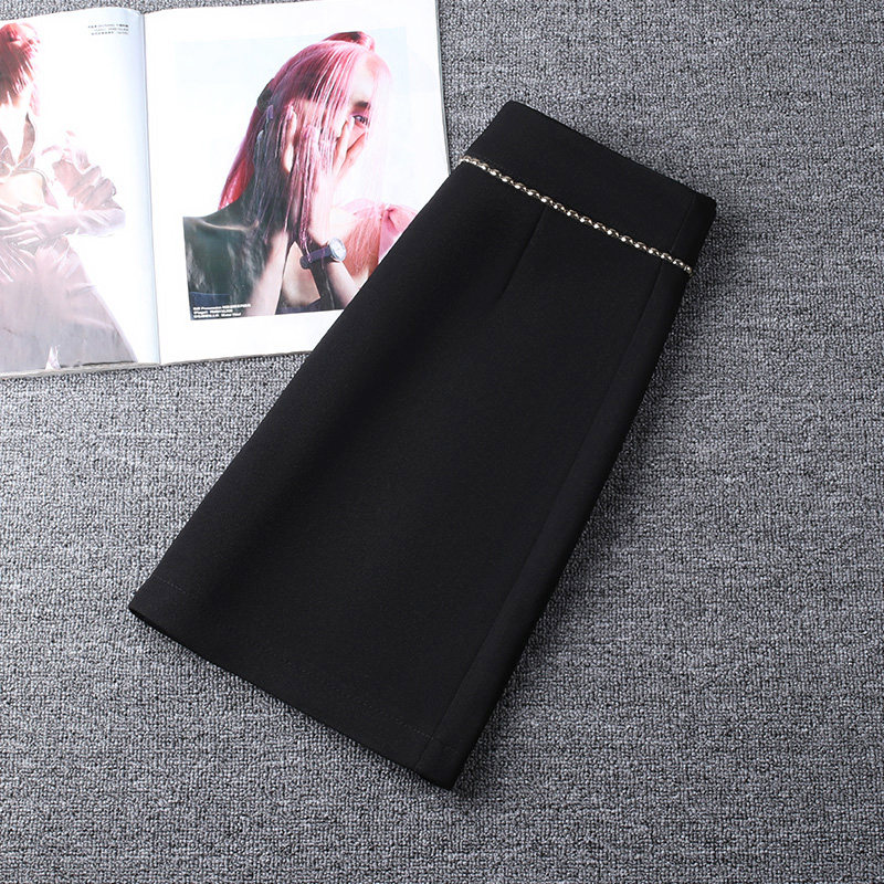 钉珠2021春秋新款高腰黑色半身裙 佐帕莎半身裙