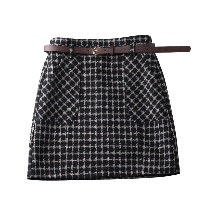 丝绒格子a字秋冬2021年新款半身裙 佐帕莎半身裙