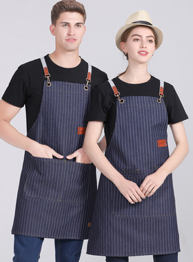 时尚牛仔围裙外穿美发美甲可爱餐厅服务员工作服画画女美术生定制