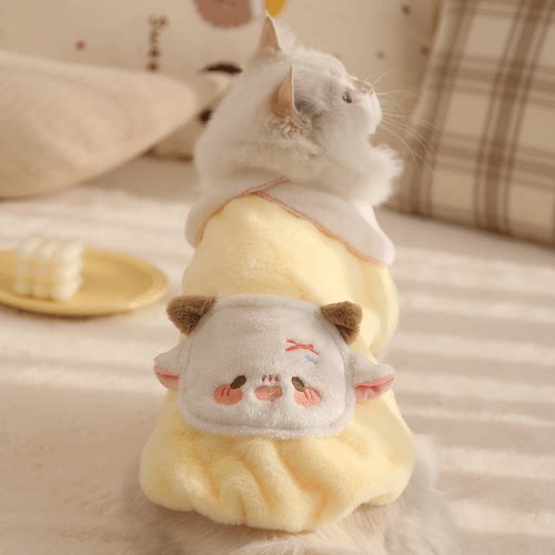 猫咪衣服加绒娃娃领秋冬保暖加厚德文无毛猫幼猫狗狗冬天小狗外套 - 图3