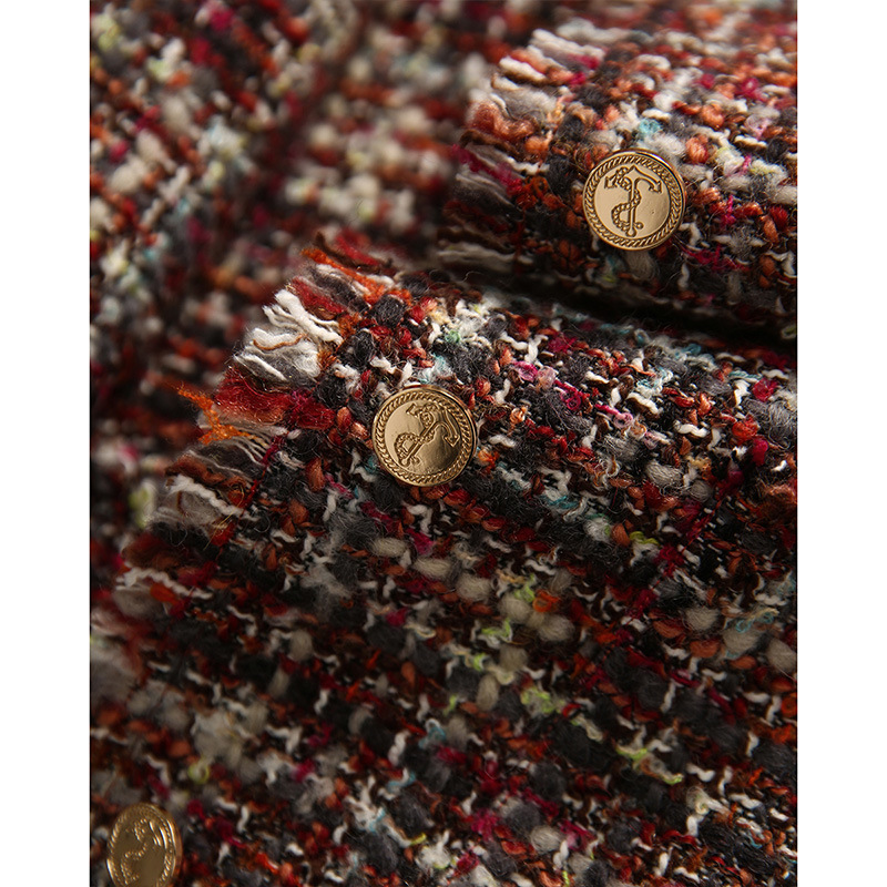 口碑品质！高级感毛须边小香风外套春秋新款红色气质短款女装上衣 - 图1