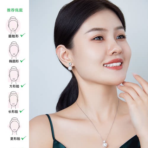 悦甄（两戴款 可挂珠)18K金祖母绿钻石珍珠耳夹 昕翠 - 图0
