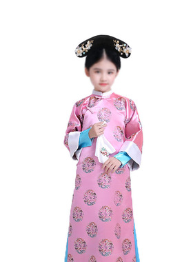 女童汉服旗头燕尾发髻