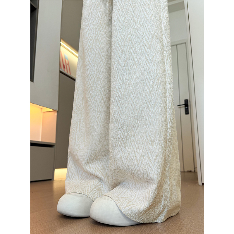 小香风阔腿裤女2025新款春秋季垂感宽松bf慵懒风休闲小个子直筒裤 - 图1