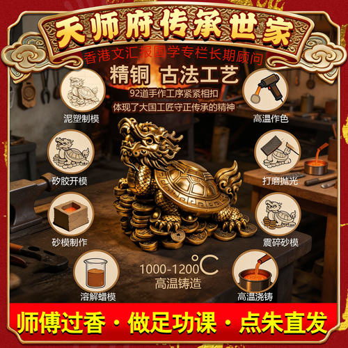 铜龙龟摆件招财八卦母子龙头龟黄铜金钱龟家居客厅办公室桌装饰品 - 图0