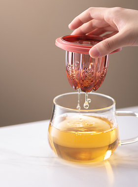 厂家茶杯茶水分离泡茶杯过滤杯办公室花茶杯子耐热玻璃杯家用带把