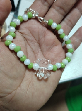 不规则绿色瓷珠纯手工手链手串小众cleanfit情侣情人节礼物