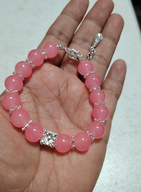 琉璃圆珠复古手链手串女款粉红色串珠饰品轻奢高级感百搭