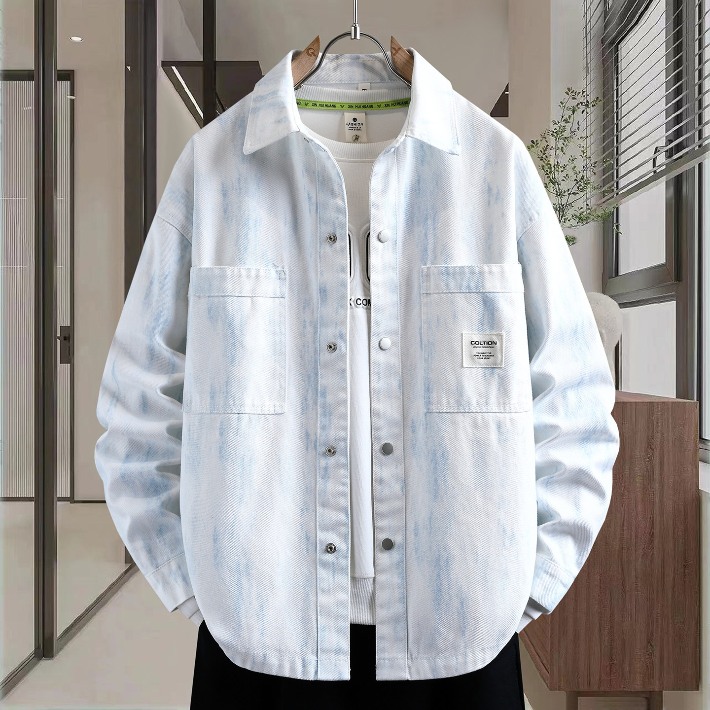 13学生大童潮牌宽松衬衣外套15岁青少年16男孩12春季薄款牛仔衬衫,淘宝优惠券,粉丝福利购,淘宝优惠卷