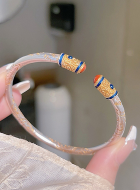 描金足银999.9唐草纹手镯