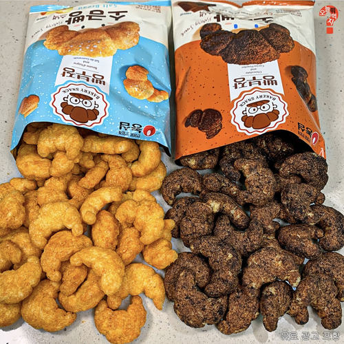 韩国NONGSHIM 农心面包丁袋装牛角面包膨化咸麻花儿童 抹茶味酥点 - 图1