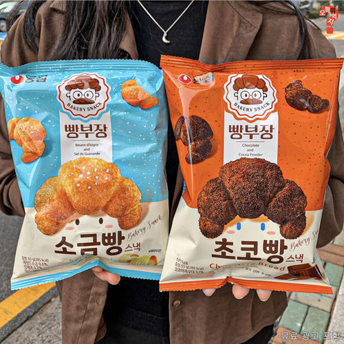 韩国NONGSHIM 农心面包丁袋装牛角面包膨化咸麻花儿童 抹茶味酥点 - 图2