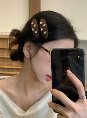 超闪水钻星星发夹高级感针织刘海夹BB夹发卡侧边掰掰夹发饰新款女