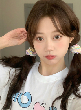 彩虹流苏毛巾圈发绳少女日常不伤发皮筋头绳高弹力丸子头发圈发饰