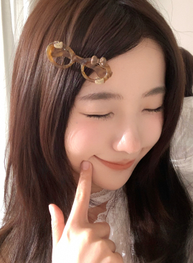 甜酷豹纹眼镜造型发夹韩系甜美猫咪刘海夹发卡侧边夹子鸭嘴夹发饰